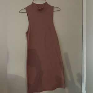 Abercrombie & Fitch Ribbed dress mock neck mini dress comfy bodycon medium stone